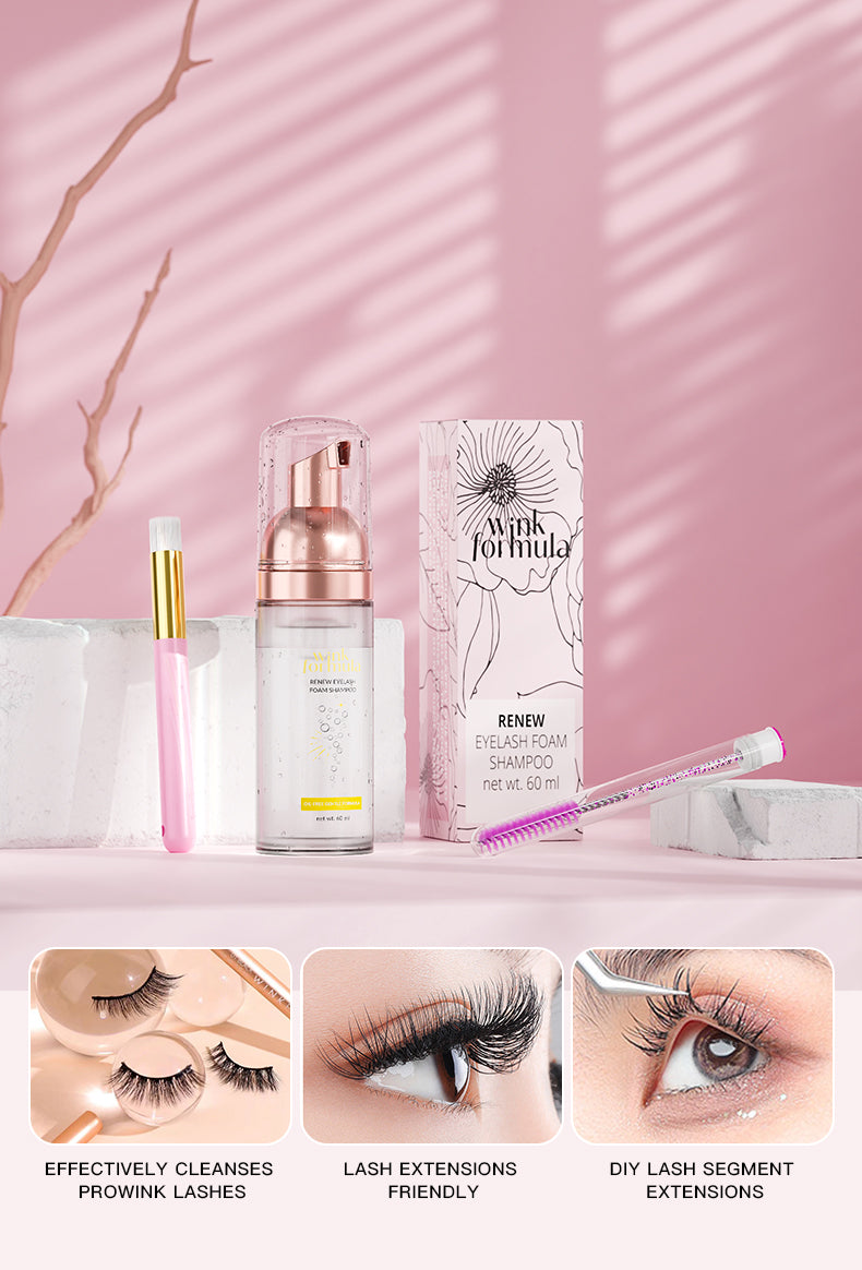 benefits of Refresh Lash Shampoo. 1. Effectively Cleanses ProWink lashes, 2. Lash Extension friendly 3. DIY lash segment extensions, proloong lash extensions